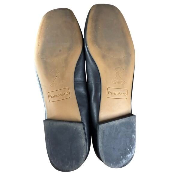 Franco Sarto Black Leather Ballet Bow Flats Size 10 Square Toe - Picture 8 of 8